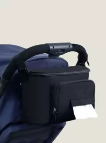 1pc Baby Stroller Hanging Bag Shoulder Mommy Bag - Black - View 1