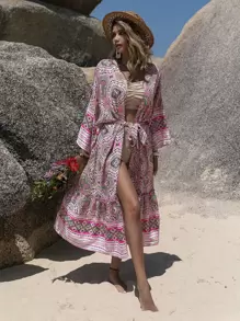 Rusttydustty 花卉印花腰带和服夏季 - 彩色 - 查看 2