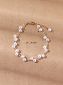 Faux Pearl Decor Bracelet - White - View 3