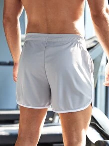 Manfinity Running Men Tương Phản Ràng Buộc Dây Rút Quần Short Thể Thao, Quần Short Màu Xám Quần Short Tập Gym Quần Bóng Rổ Nam Bóng Rổ Quần Short Niềm Tự Hào - Xám - Xem 2
