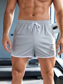 Manfinity Running Men Tương Phản Ràng Buộc Dây Rút Quần Short Thể Thao, Quần Short Màu Xám Quần Short Tập Gym Quần Bóng Rổ Nam Bóng Rổ Quần Short Niềm Tự Hào - Xám - Xem 3