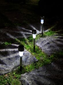 1pc Small Outdoor Solar Lawn Light, Solar Lamp Stake For Garden - White - View 1