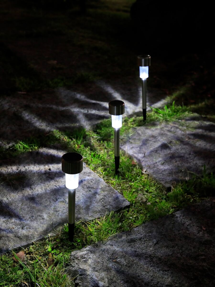 1pc Small Outdoor Solar Lawn Light, Solar Lamp Stake For Garden - White - View 1