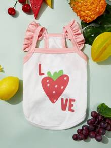 PETSIN 草莓圖案寵物背心 - 白色 - 查看 2