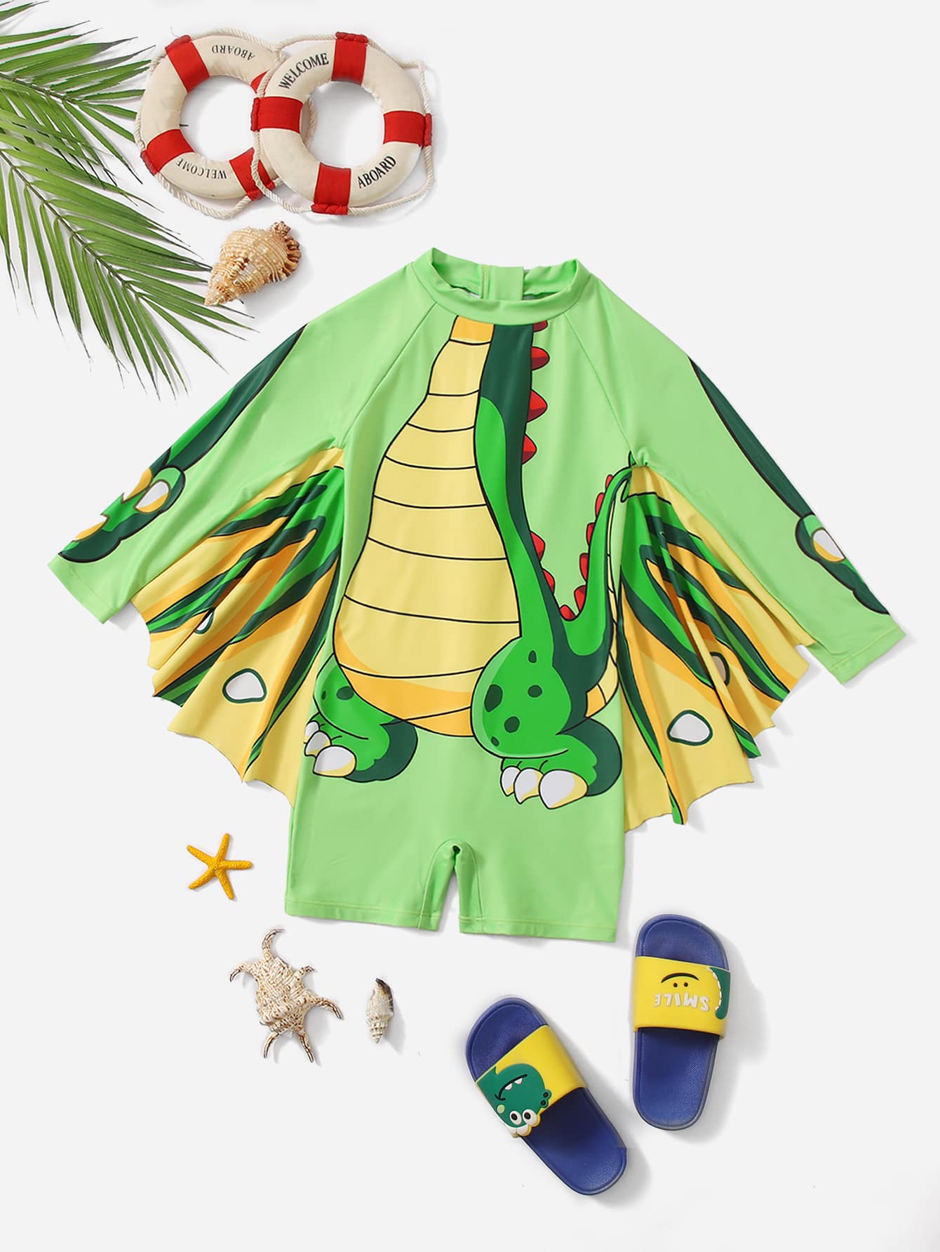 小男童卡通圖案一件式泳裝