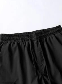 Manfinity Hypemode Hombres Shorts de cintura con cordón cargo - Negro - Ver 3