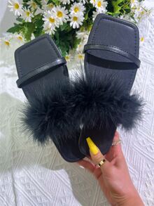 Sandalias pluma de pollo - Negro - Ver 4