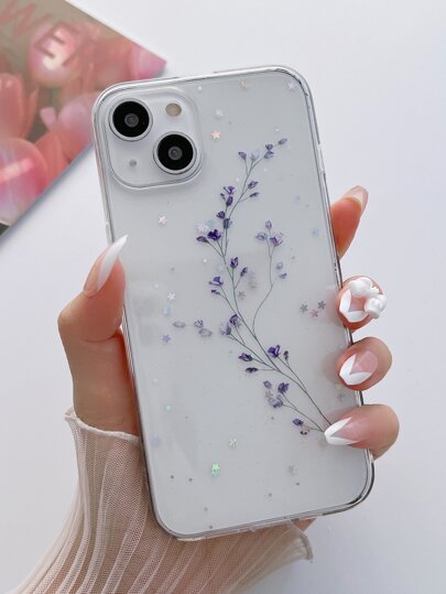 Summer Flower Pattern Clear Phone Case Compatible With IPhone15/15Plus/15Pro/15Promax Waterproof Shockproof Anti-Fall Scratch Resistant