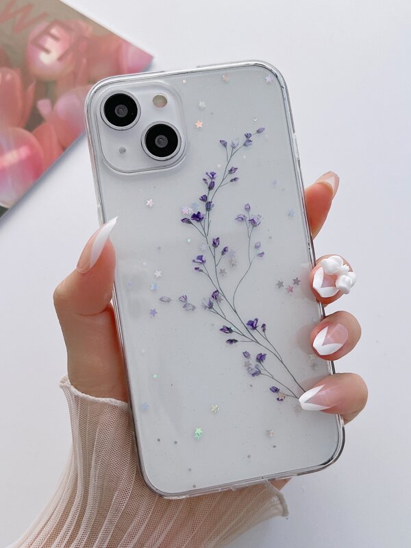 Summer Flower Pattern Clear Phone Case Compatible With IPhone15/15Plus/15Pro/15Promax Waterproof Shockproof Anti-Fall Scratch Resistant