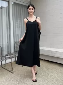 DAZY Crisscross Split Back Cami Dress - Black - View 7