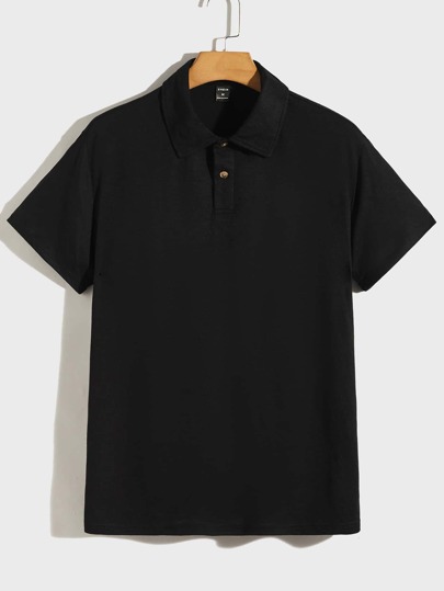 Guys Solid Button Detail Polo Shirt