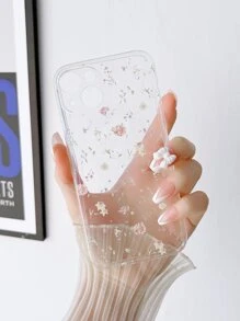 1 件透明小碎花图案全覆盖 TPU 手机壳，适用于苹果手机，防水防震，防摔防刮 - 彩色 - 查看 2