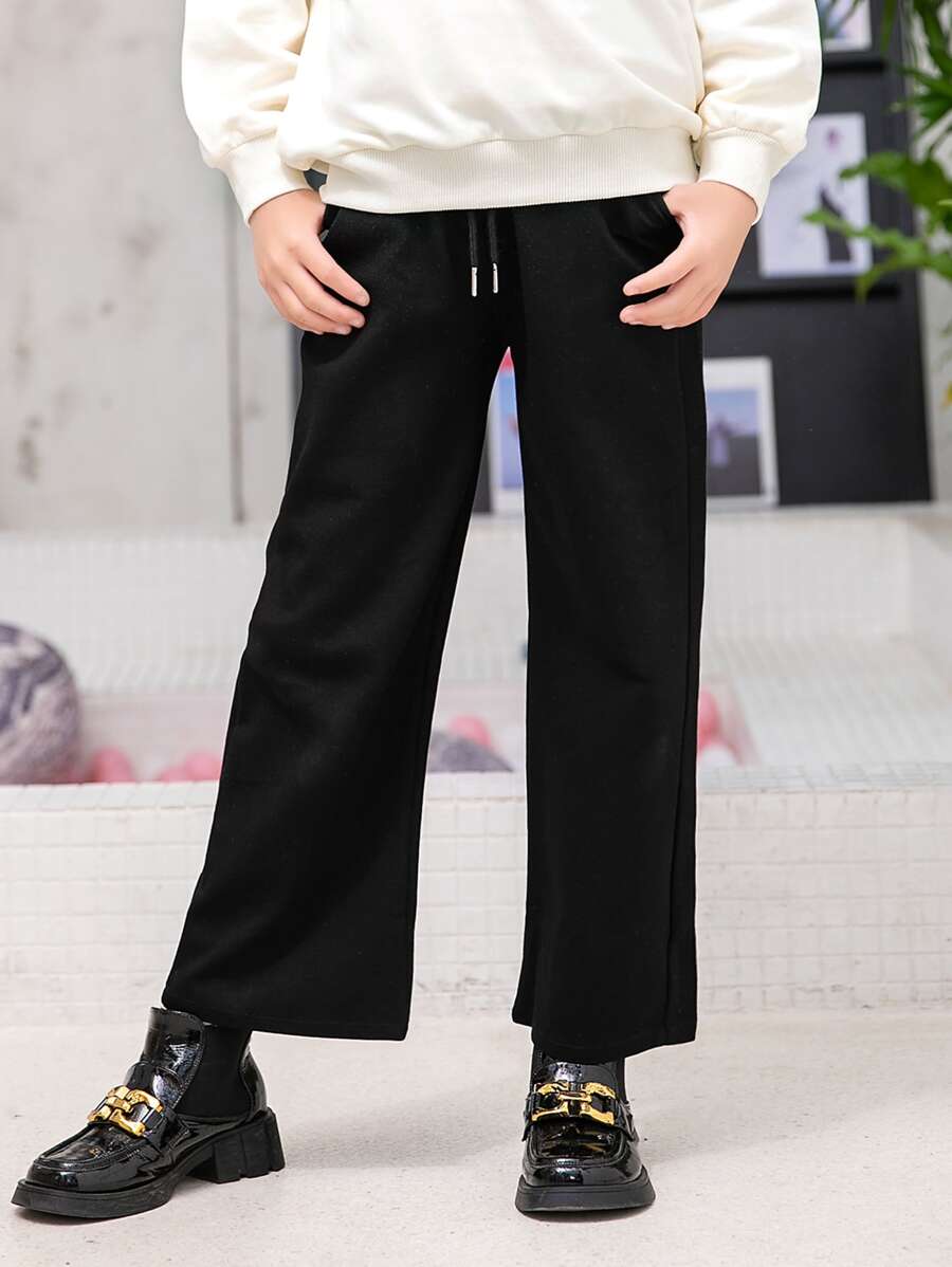SOLOCOTE Quần con gái Dây kéo màu trơn Giải trí - màu đen - Xem 1