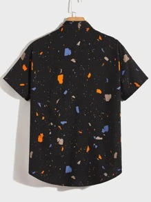 Manfinity RebelGame 1pc Allover Print Button Up Shirt - Black - View 2