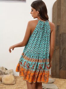 SHEIN VCAY Robe ras-du-cou à imprimé à volants