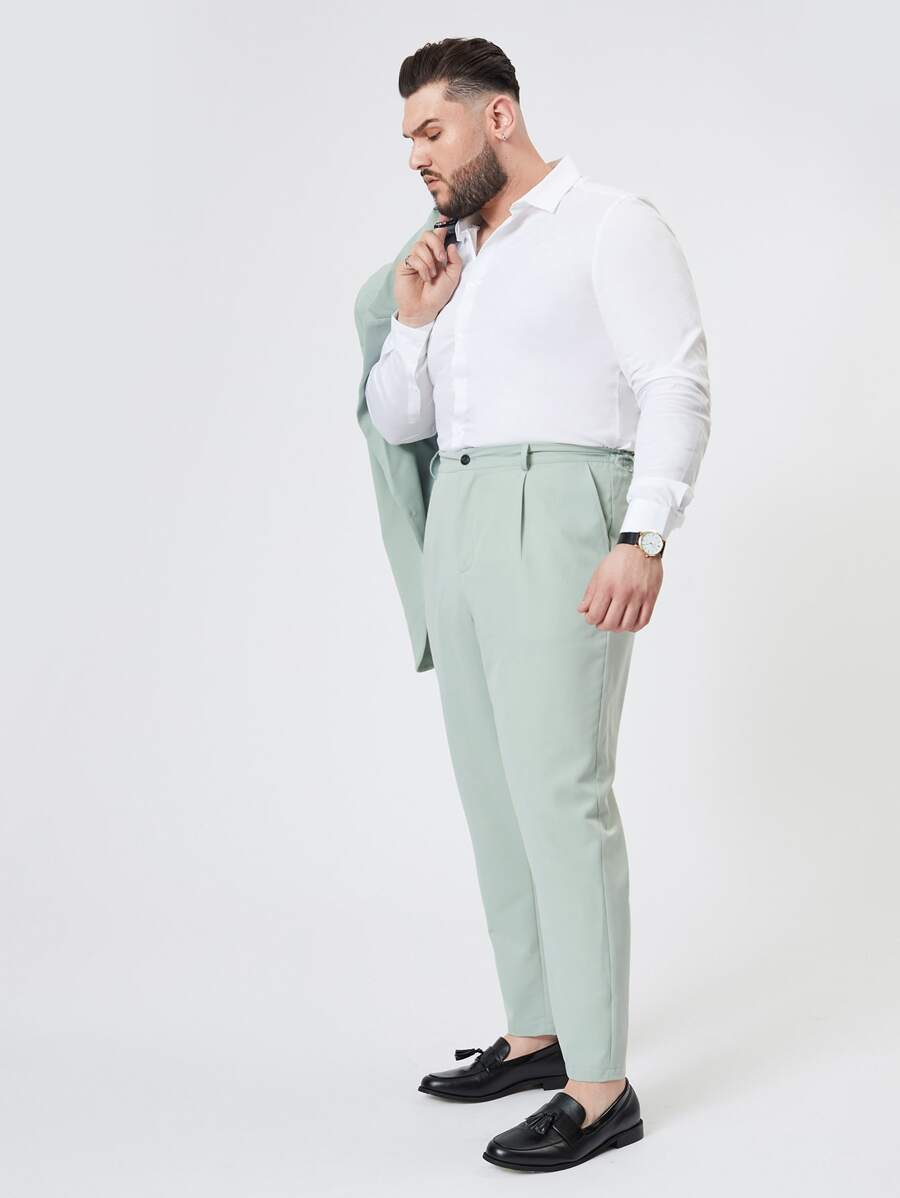 Manfinity Men Fold Pleated Slant Pocket Trousers - Mint Green - View 1