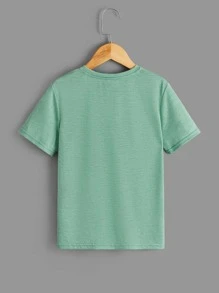 SHEIN 男孩4入組素色補丁貼口袋T恤 - 彩色 - 查看 2