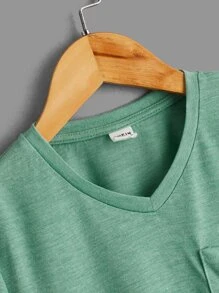 SHEIN 男孩4入組素色補丁貼口袋T恤 - 彩色 - 查看 8