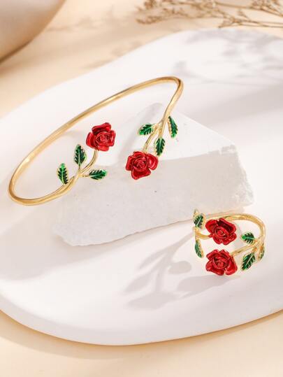 2pcs Flower Decor Jewelry Set Valentines