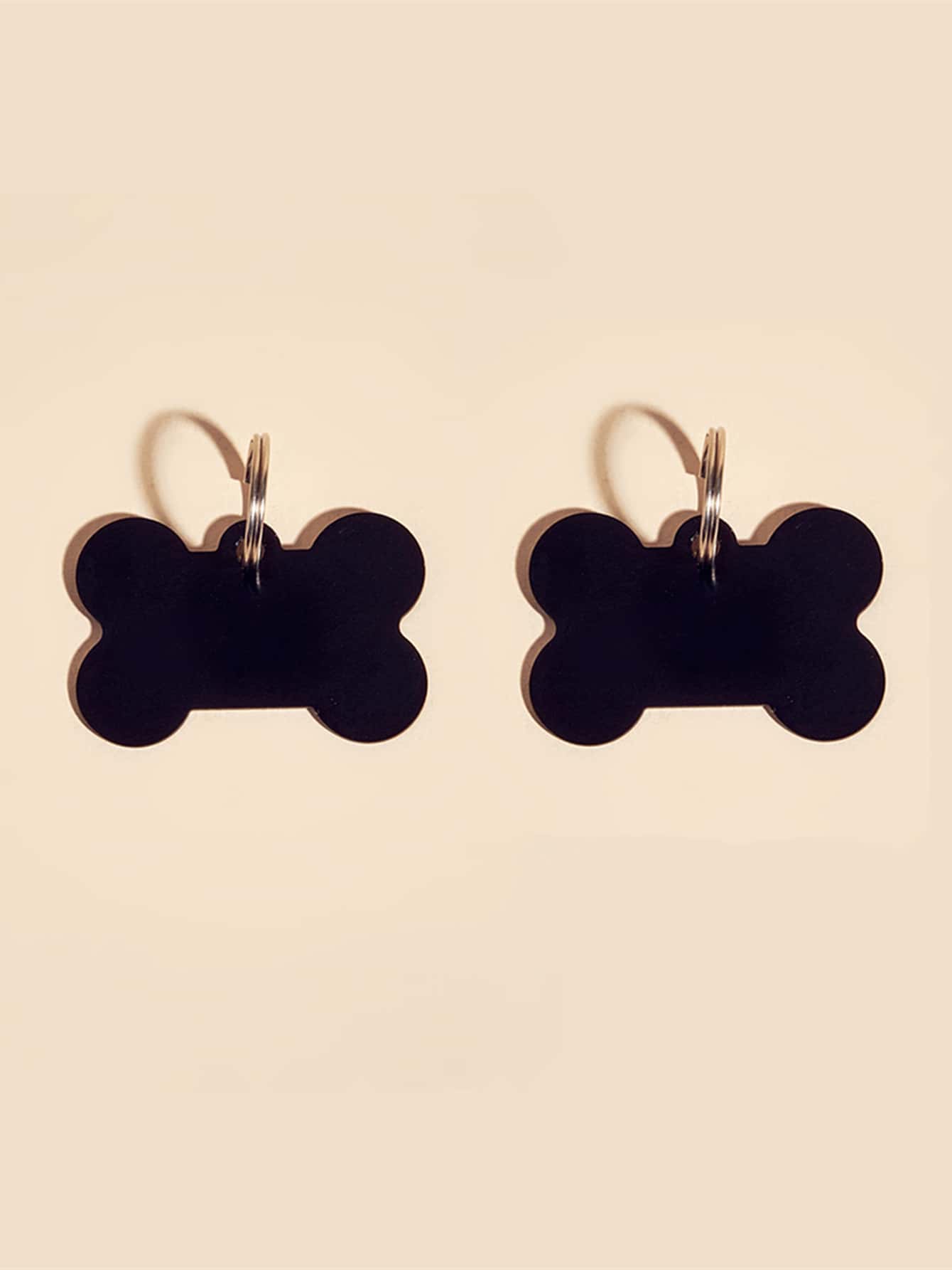 2pcs Bone Shaped Pet ID Tag - Black - View 1