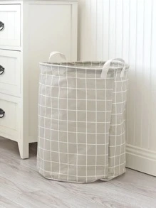 1pc Random Color Round Dirty Clothes Basket, Laundry Basket, Portable Dirty Clothes Hamper Dress Pants Shoes Jeans Boots Skirt - Grey - View 3