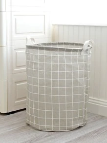 1pc Random Color Round Dirty Clothes Basket, Laundry Basket, Portable Dirty Clothes Hamper Dress Pants Shoes Jeans Boots Skirt - Grey - View 5