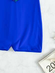 Contrast Tropical Print One-Piece Swimsuit, For Summer Beach Vacation - Multicolor - View 5