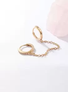 1 Miếng Hoa tai Khối Zirconia  Trang trí - Vàng - Xem 4