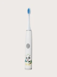 1pc Kids Cartoon Panda Pattern Electric Toothbrush & 6pcs Brush Head - White - View 3
