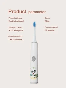 1pc Kids Cartoon Panda Pattern Electric Toothbrush & 6pcs Brush Head - White - View 5