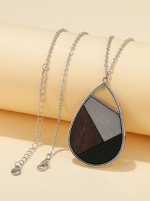 1pc Assembled Drop Shaped Pendant Necklace Suitable For Women's Daily Wear - Multicolor - View 2
