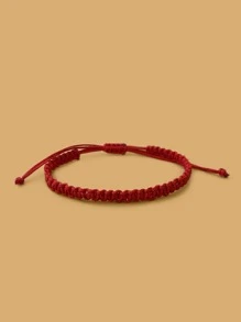 12pcs Minimalist Weave Detail Bracelet - Red - View 2