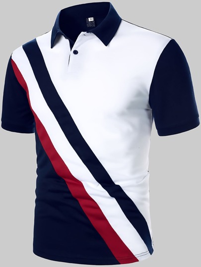 Guys Contrast Panel Polo Shirt