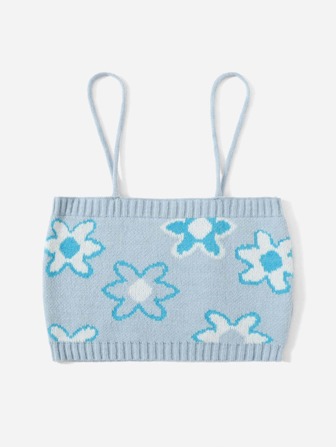 Top a costine con bretelle sottile modello floreale