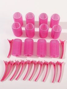 Hair Curlers Rollers, 12pcs Hair Rollers Self Grip Holding Curlers With 12pcs Alligator Hair Clips For Long Medium Short Thick Fine Thin Hair Bangs Volumesalon Hairdressing Curlers, Diy Hair Styles, Hair Curler, Hair Products And Accessories For Barber Salon Beauty Back To School, Travel Holiday Essentials, Hair Curlers, Curly Hair Brush, Rollers, Curly Hair Products,Heatless Waves,Travel Essentials,Travel Essential,Hairstyle,Hairdressing,Curly Hair,Hair Rollers,Hair Curler,Heatless Curl,Heatless Curls,Hair Curlers,Rollers,Hair Curl,Rollers For Hair,Curly Hair Tools,Hair Rollers,Hair Roller,Curls Diffuser,Hair,Travel,Hair Products,Hair Tools,Hair Stuff,Barber,Barber Accessories,Barbershop,Hairdressing Equipment - Hot Pink - View 1