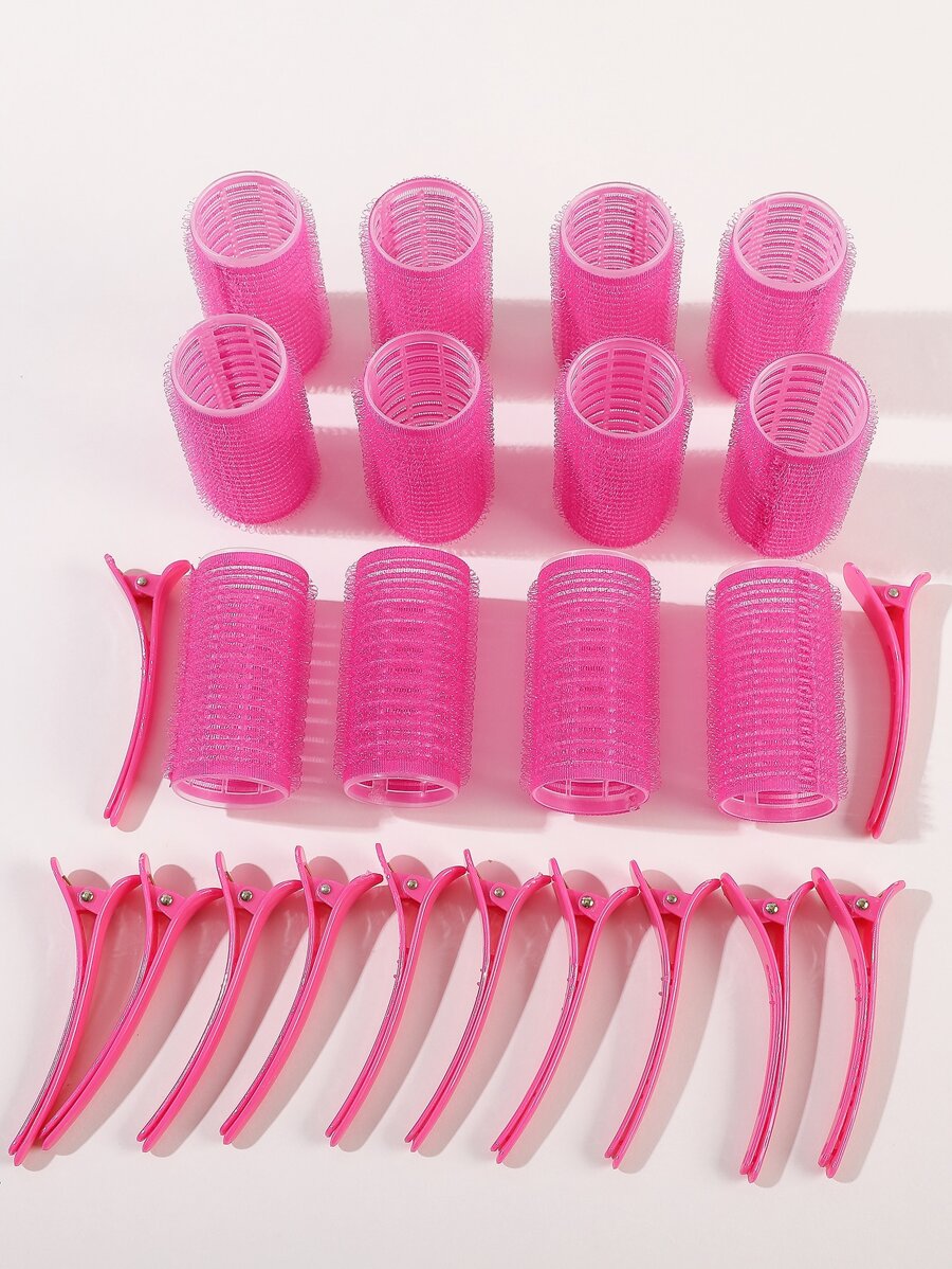 Hair Curlers Rollers, 12pcs Hair Rollers Self Grip Holding Curlers With 12pcs Alligator Hair Clips For Long Medium Short Thick Fine Thin Hair Bangs Volumesalon Hairdressing Curlers, Diy Hair Styles, Hair Curler, Hair Products And Accessories For Barber Salon Beauty Back To School, Travel Holiday Essentials, Hair Curlers, Curly Hair Brush, Rollers, Curly Hair Products,Heatless Waves,Travel Essentials,Travel Essential,Hairstyle,Hairdressing,Curly Hair,Hair Rollers,Hair Curler,Heatless Curl,Heatless Curls,Hair Curlers,Rollers,Hair Curl,Rollers For Hair,Curly Hair Tools,Hair Rollers,Hair Roller,Curls Diffuser,Hair,Travel,Hair Products,Hair Tools,Hair Stuff,Barber,Barber Accessories,Barbershop,Hairdressing Equipment - Hot Pink - View 1