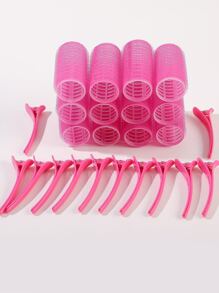 Hair Curlers Rollers, 12pcs Hair Rollers Self Grip Holding Curlers With 12pcs Alligator Hair Clips For Long Medium Short Thick Fine Thin Hair Bangs Volumesalon Hairdressing Curlers, Diy Hair Styles, Hair Curler, Hair Products And Accessories For Barber Salon Beauty Back To School, Travel Holiday Essentials, Hair Curlers, Curly Hair Brush, Rollers, Curly Hair Products,Heatless Waves,Travel Essentials,Travel Essential,Hairstyle,Hairdressing,Curly Hair,Hair Rollers,Hair Curler,Heatless Curl,Heatless Curls,Hair Curlers,Rollers,Hair Curl,Rollers For Hair,Curly Hair Tools,Hair Rollers,Hair Roller,Curls Diffuser,Hair,Travel,Hair Products,Hair Tools,Hair Stuff,Barber,Barber Accessories,Barbershop,Hairdressing Equipment - Hot Pink - View 2