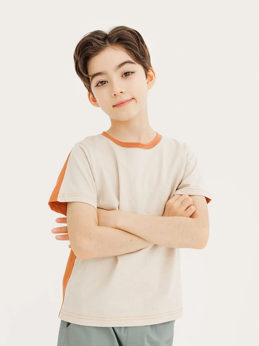 Niños 1 pieza Camiseta con estampado de slogan y dibujos animados - Multicolor - Ver 1