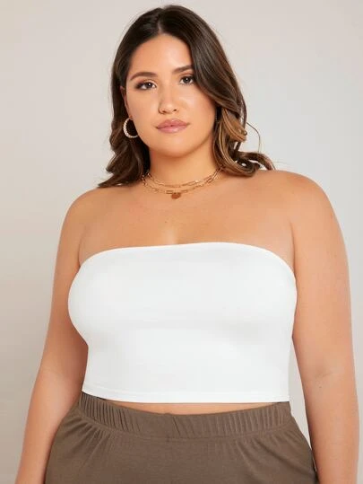 SHEIN BASICS Plus Crop Tube Top