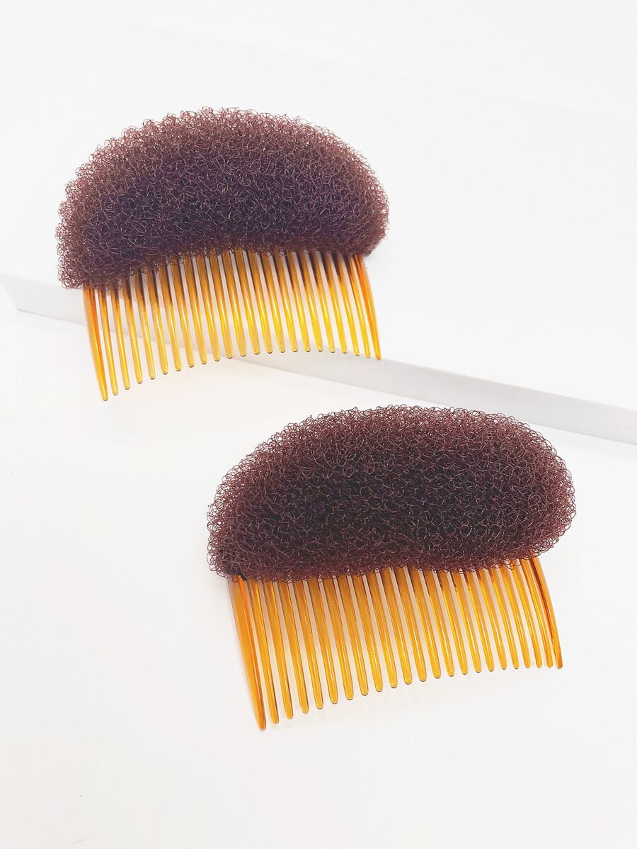 2 piezas mujeres Bump It Up volumen Base para el cabello Clip de peinado Stick Bum Maker herramienta de inserción de trenza Do Beehive Hair Styler accesorios para el cabello de fiesta con peine,herramientas para el cabello - Café integral - Ver 1