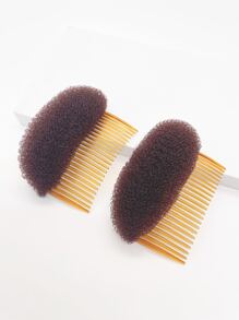 2 piezas mujeres Bump It Up volumen Base para el cabello Clip de peinado Stick Bum Maker herramienta de inserción de trenza Do Beehive Hair Styler accesorios para el cabello de fiesta con peine,herramientas para el cabello - Café integral - Ver 2