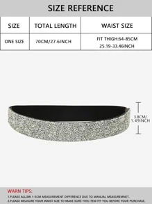 Rhinestone Decor Skinny Belt - Silver - View 3