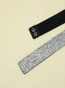 Rhinestone Decor Skinny Belt - Silver - View 4