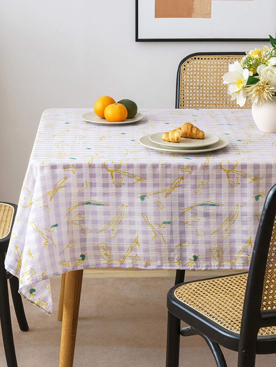 Gingham Print Seersucker Tablecloth - Multicolor - View 1
