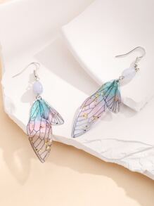 翅膀耳墜 - 銀色 - 查看 2