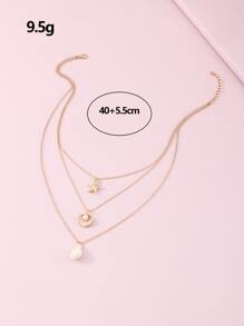 1pc Women Bohemian Beach Style Shell & Starfish Alloy Pendant Multi-Layer Necklace, Versatile For Daily Wear & Holiday - Yellow Gold - View 5