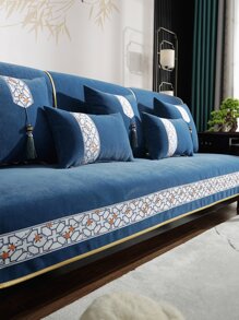 1pc Chenille Blue-and-white Porcelain Sofa Cushion - Blue - View 1