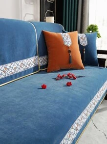 1pc Chenille Blue-and-white Porcelain Sofa Cushion - Blue - View 2