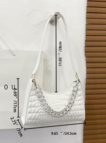 Wasserdichte, leichte, Business Casual Tasche mit Krokodilprägung und Kettendekor für Teenager, Mädchen, Frauen, Studenten/Schüler, perfekt für Büro, Hochschule, Arbeit, Geschäft, Pendeln, Für Angestellte - Weiss - Übersicht 3