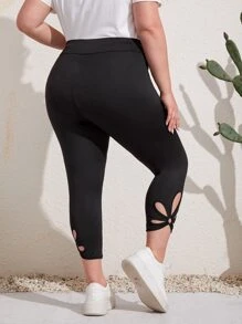 EMERY ROSE Plus Cut Out Capri Leggings - Black - View 2